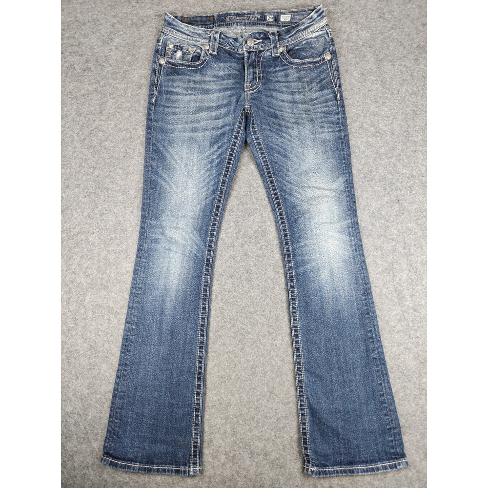 Miss Me Bootcut Jeans Women's Size 29 Fits 31x33 Distressed Medium Wash Y2K VTG